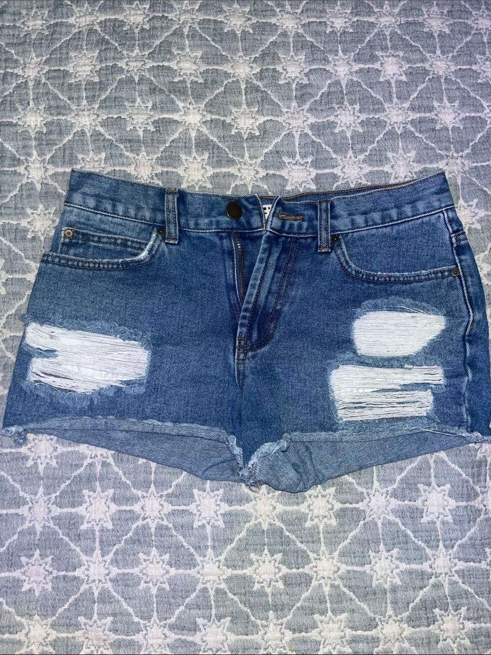 Billabong Distressed Blue Denim Jean Shorts
